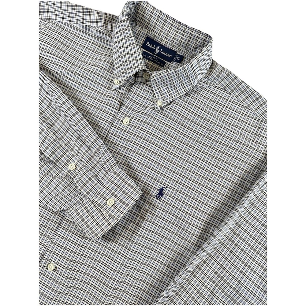 Ralph Lauren‎ Button Down Shirt MCMEEL Men's Size XL Blue Plaid